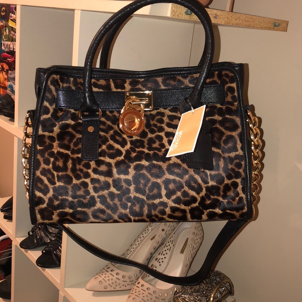 MK Hamilton Leopard Leather/Calf Hair Satchel